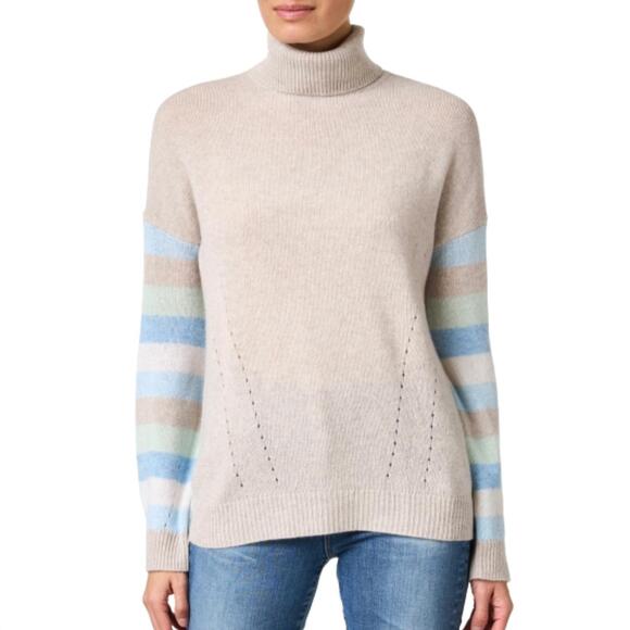 KINROSS Sweaters - NEW KINROSS stripe sleeve turtleneck sweater in agate multi